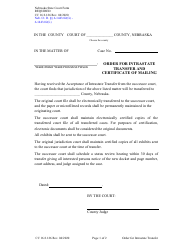 Form CC16:2.126 Order for Intrastate Transfer and Certificate of Mailing - Nebraska