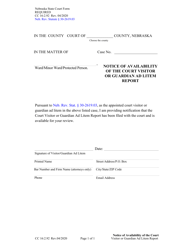 Document preview: Form CC16:2.92 Notice of Availability of the Court Visitor or Guardian Ad Litem Report - Nebraska