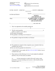 Document preview: Form CC16:2.210 Notice: Assumption of Guardianship Authority by Standby Guardian and Acceptance - Nebraska