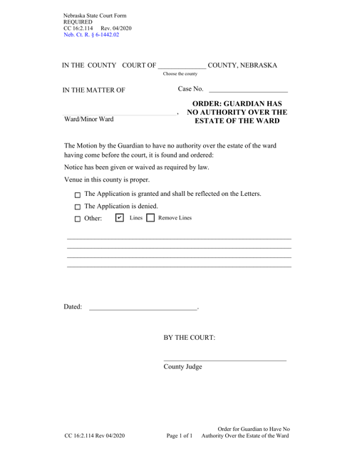 Form CC16:2.114  Printable Pdf