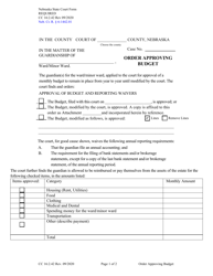 Document preview: Form CC16:2.42 Order Approving Budget - Nebraska