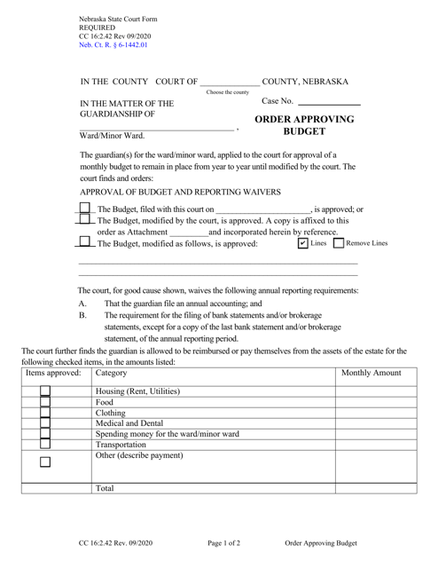 Form CC16:2.42  Printable Pdf