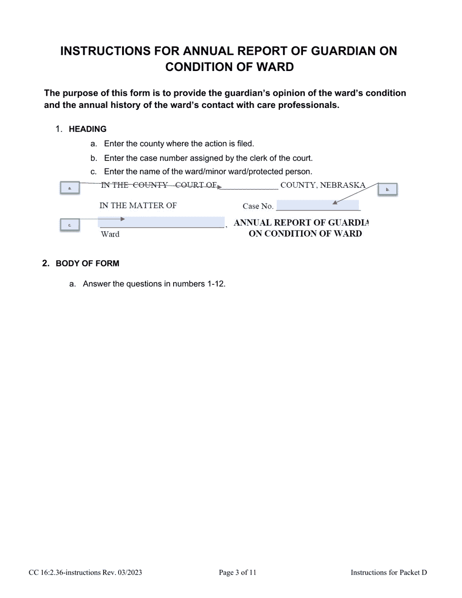Instructions for Form CC16:2.36 Packet D - Nebraska, Page 3