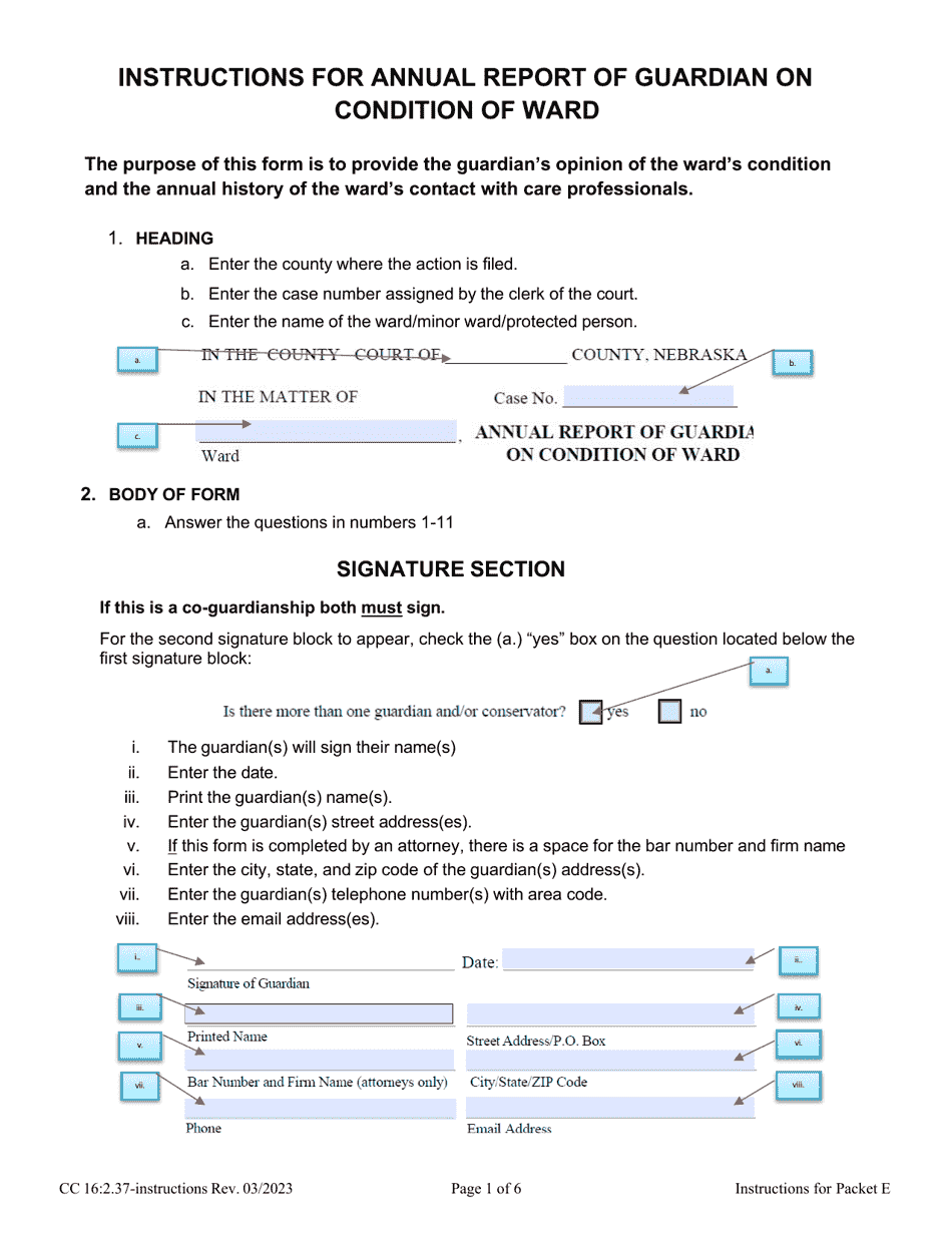 Instructions for Form CC16:2.37 Packet E - Nebraska, Page 3