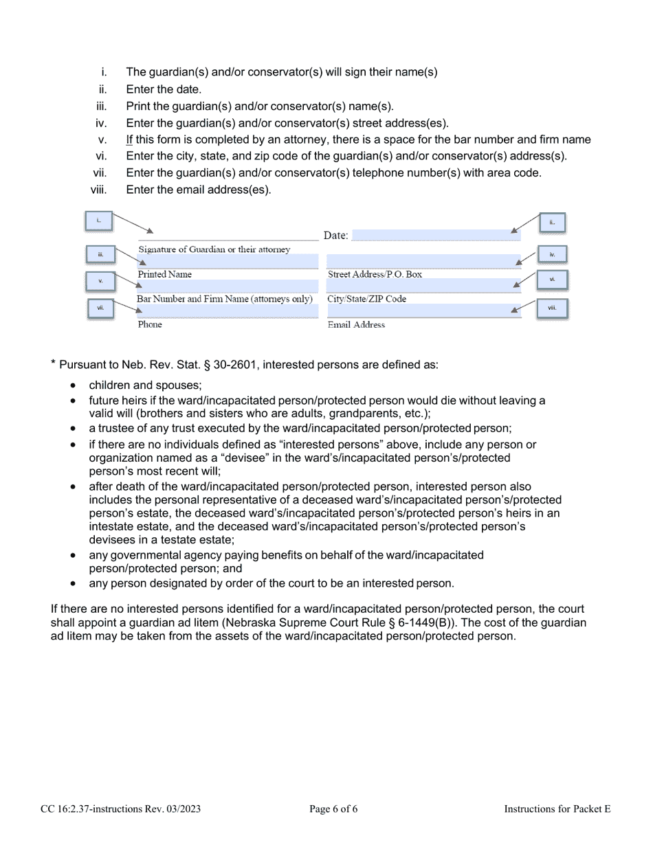 Download Instructions for Form CC16:2.37 Packet E PDF | Templateroller