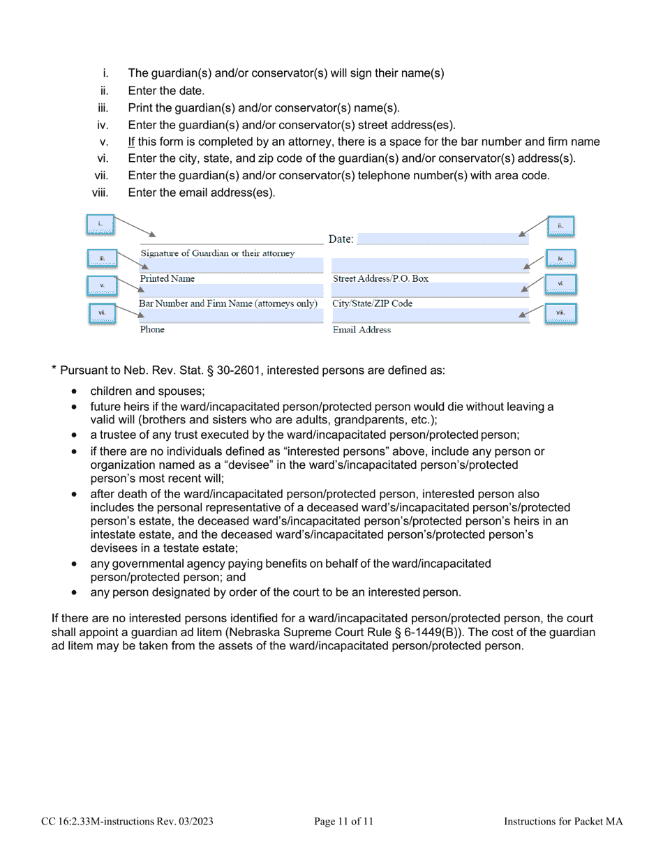 Instructions for Form 16:2.33M Packet Ma - Nebraska, Page 11
