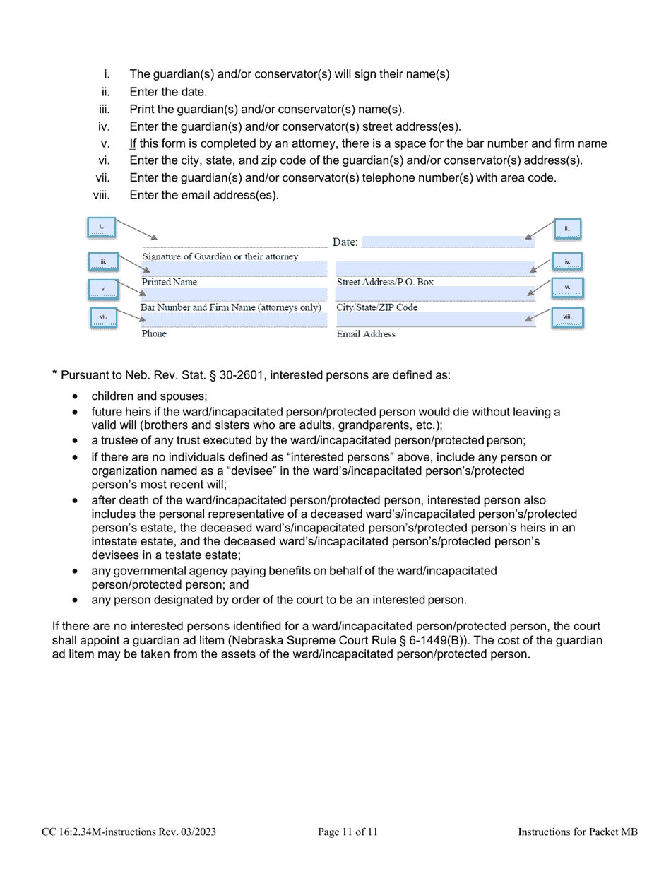 Instructions for Form CC16:2.34M Packet Mb - Nebraska, Page 11
