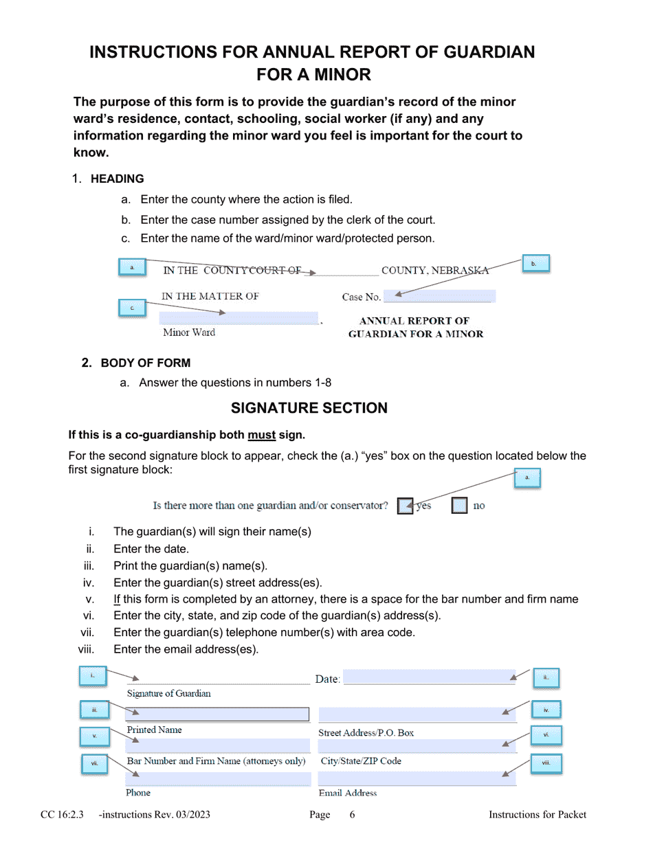 Instructions for Form CC16:2.3 Packet Me - Nebraska, Page 3