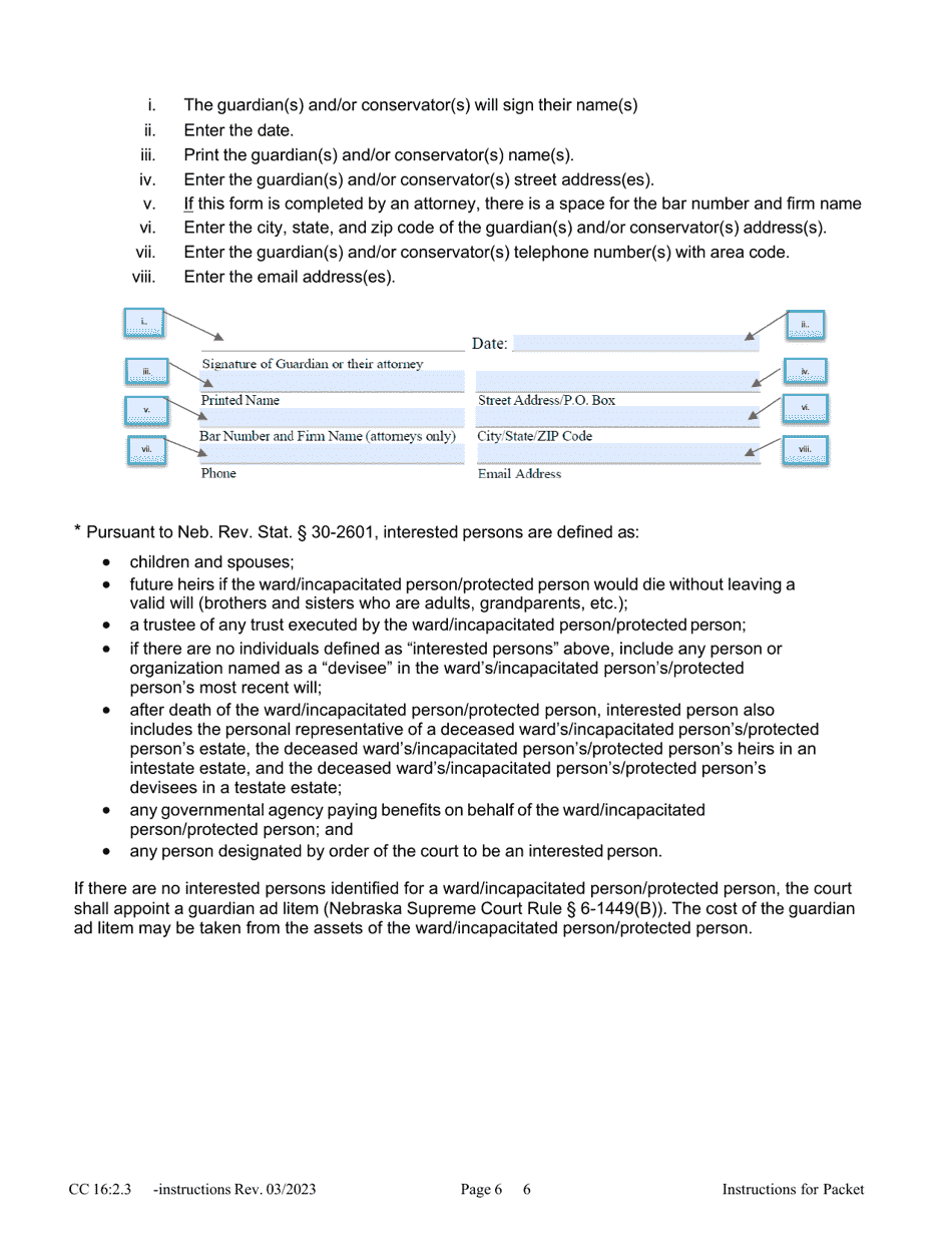 Instructions for Form CC16:2.3 Packet Me - Nebraska, Page 6
