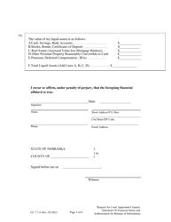 Form CC7:7.4 Request for Court Appointed Counsel, Statement of Financial Status and Authorization for Release of Information - Nebraska, Page 3