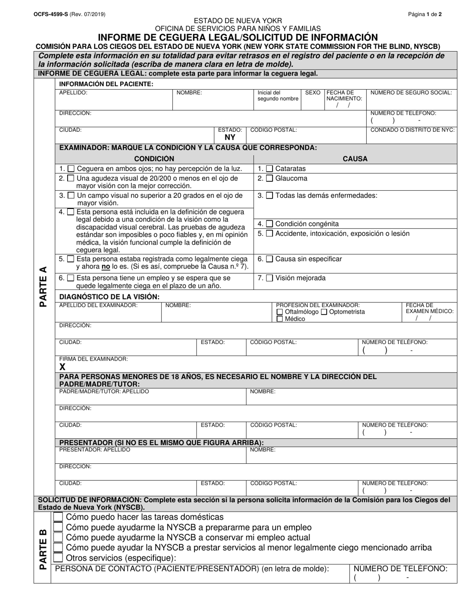 Formulario OCFS4599S Fill Out, Sign Online and Download Printable