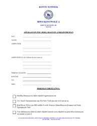 Document preview: Application for Registration Statement - Suffolk County, New York (Haitian Creole)