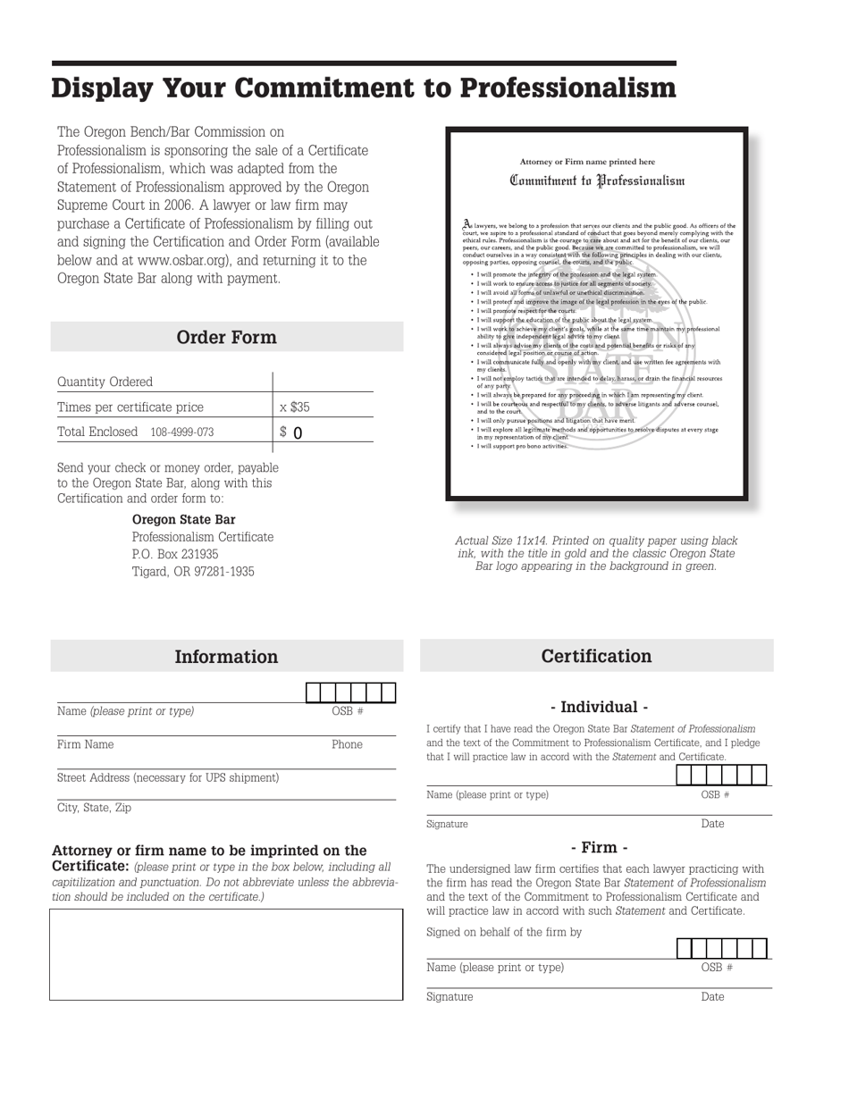 Statement of Professionalism - Oregon, Page 2
