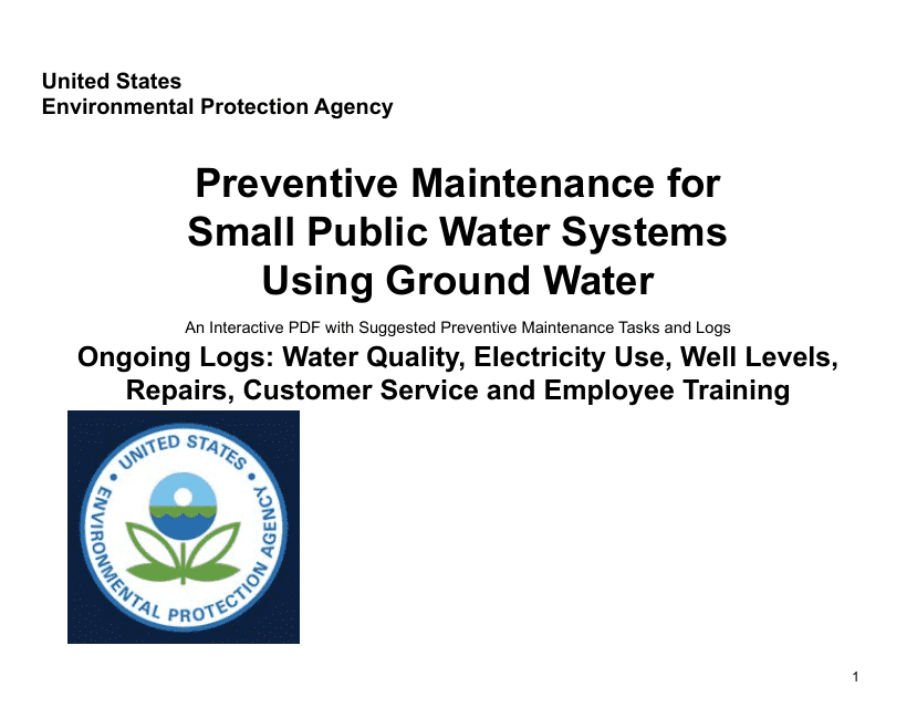 Operation and Maintenance Ongoing Logs - Preventive Maintenance for Small Public Water Systems Using Ground Water