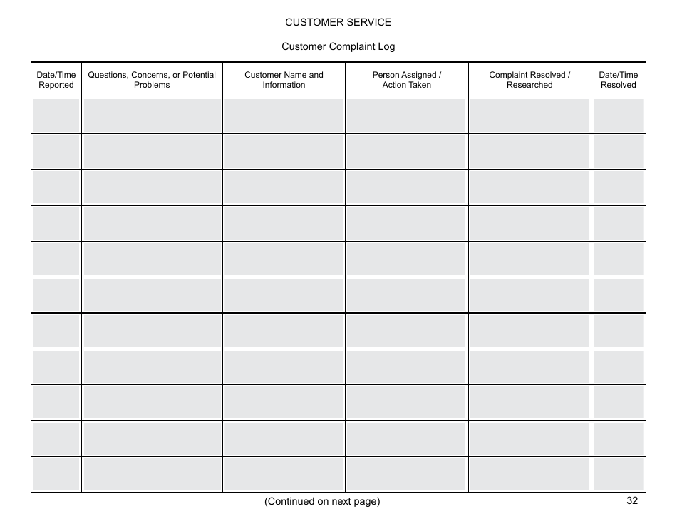 Operation and Maintenance Ongoing Logs - Preventive Maintenance for Small Public Water Systems Using Ground Water, Page 32