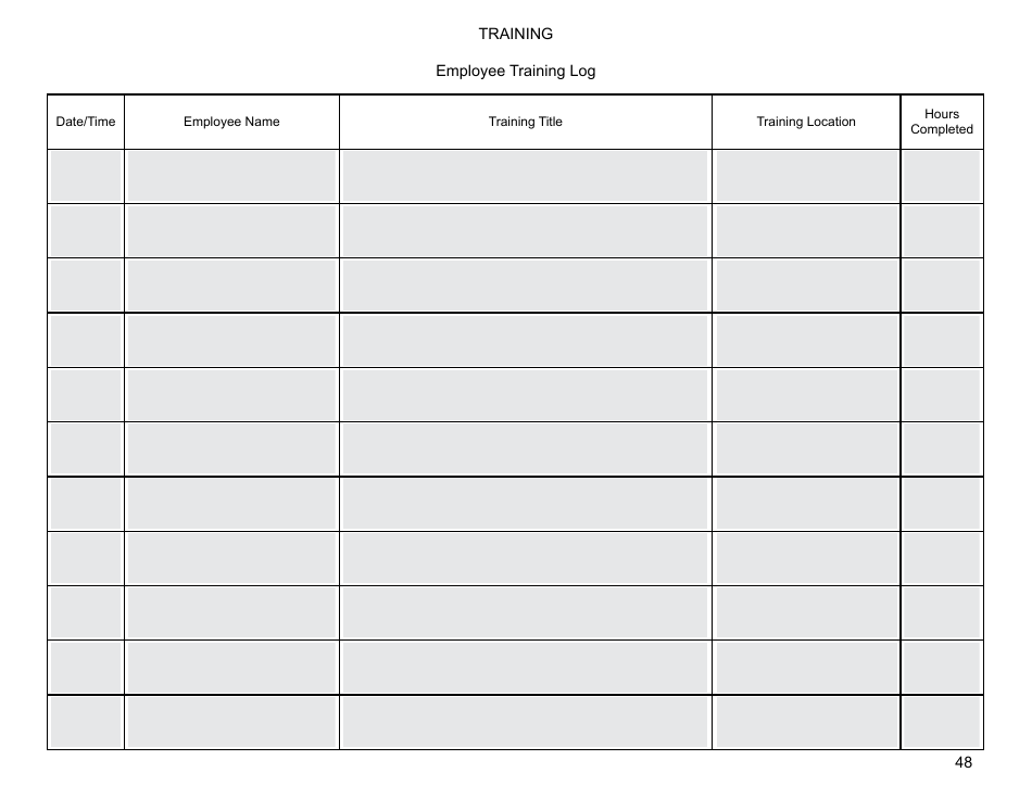 Operation and Maintenance Ongoing Logs - Preventive Maintenance for Small Public Water Systems Using Ground Water, Page 48