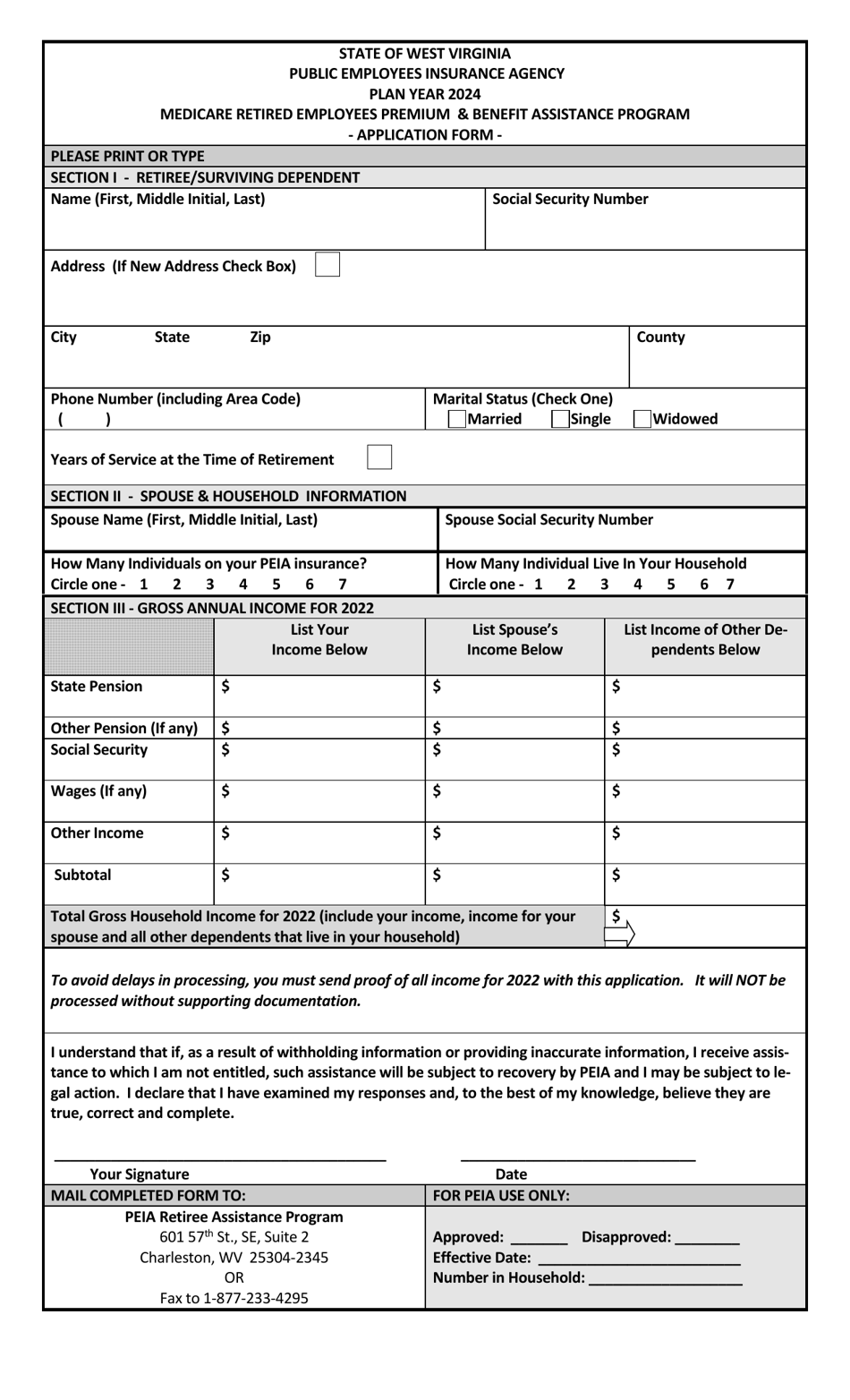 Medicare Retired Employees Premium  Benefit Assistance Program Application Form - West Virginia, Page 3