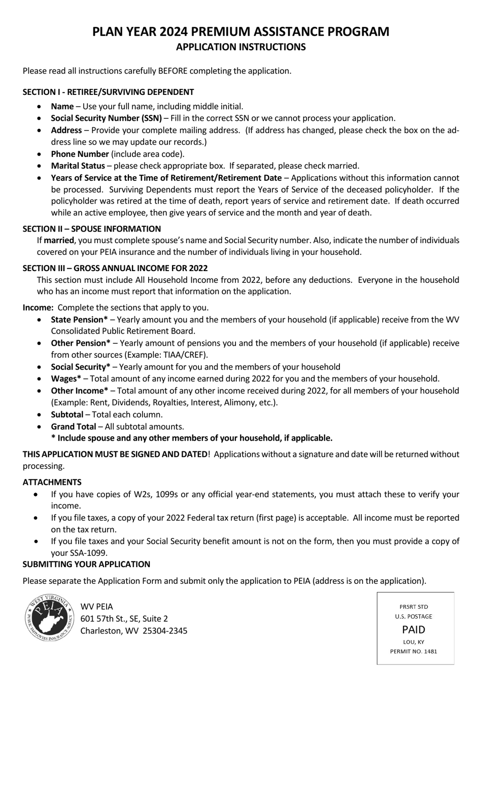 Medicare Retired Employees Premium  Benefit Assistance Program Application Form - West Virginia, Page 4