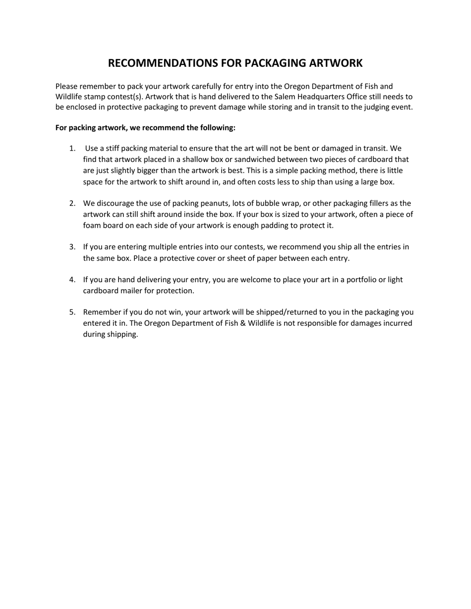 Oregon Upland Game Bird Stamp Art Competition Entry Form - Oregon, Page 4