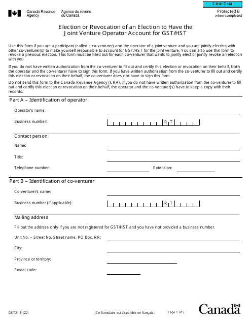 Form GST21  Printable Pdf