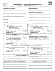 Form 795-A Used Dealer License Plate Application - Oklahoma