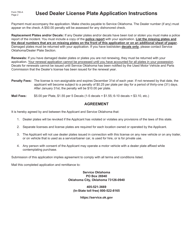 Form 795-A Used Dealer License Plate Application - Oklahoma, Page 2