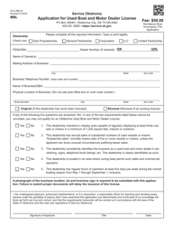 Document preview: Form BM-32 Application for Used Boat and Motor Dealer License - Oklahoma