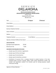 Document preview: Form DPS300DLX 055 Application for Commercial Driving School - Oklahoma