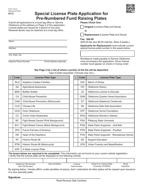 Form 710-A  Printable Pdf