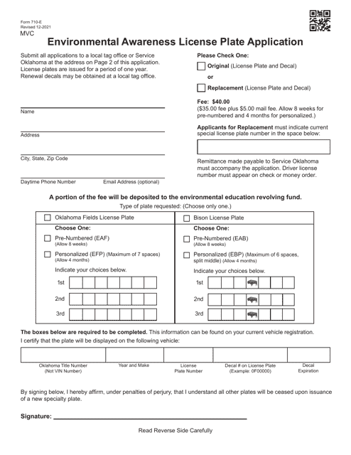 Form 710-E  Printable Pdf