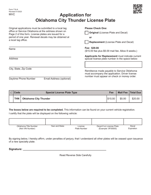 Form 716-A  Printable Pdf