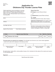 Form 716-A Application for Oklahoma City Thunder License Plate - Oklahoma