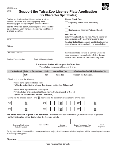 Form 710-T  Printable Pdf