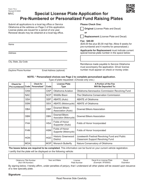 Form 710-J  Printable Pdf