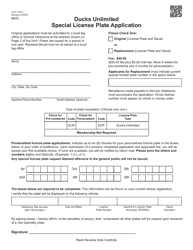 Form 716-U Ducks Unlimited Special License Plate Application - Oklahoma