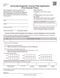 Form 734-A University Supporter License Plate Application (Five Character Plates) - Oklahoma