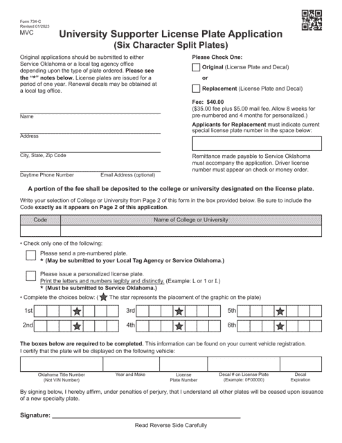 Form 734-C  Printable Pdf