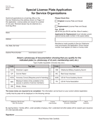 Form 742 Special License Plate Application for Service Organizations - Oklahoma