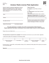 Form 742-B Amateur Radio License Plate Application - Oklahoma