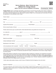 Document preview: Form 750-A Affidavit for Vintage Vehicle - Oklahoma