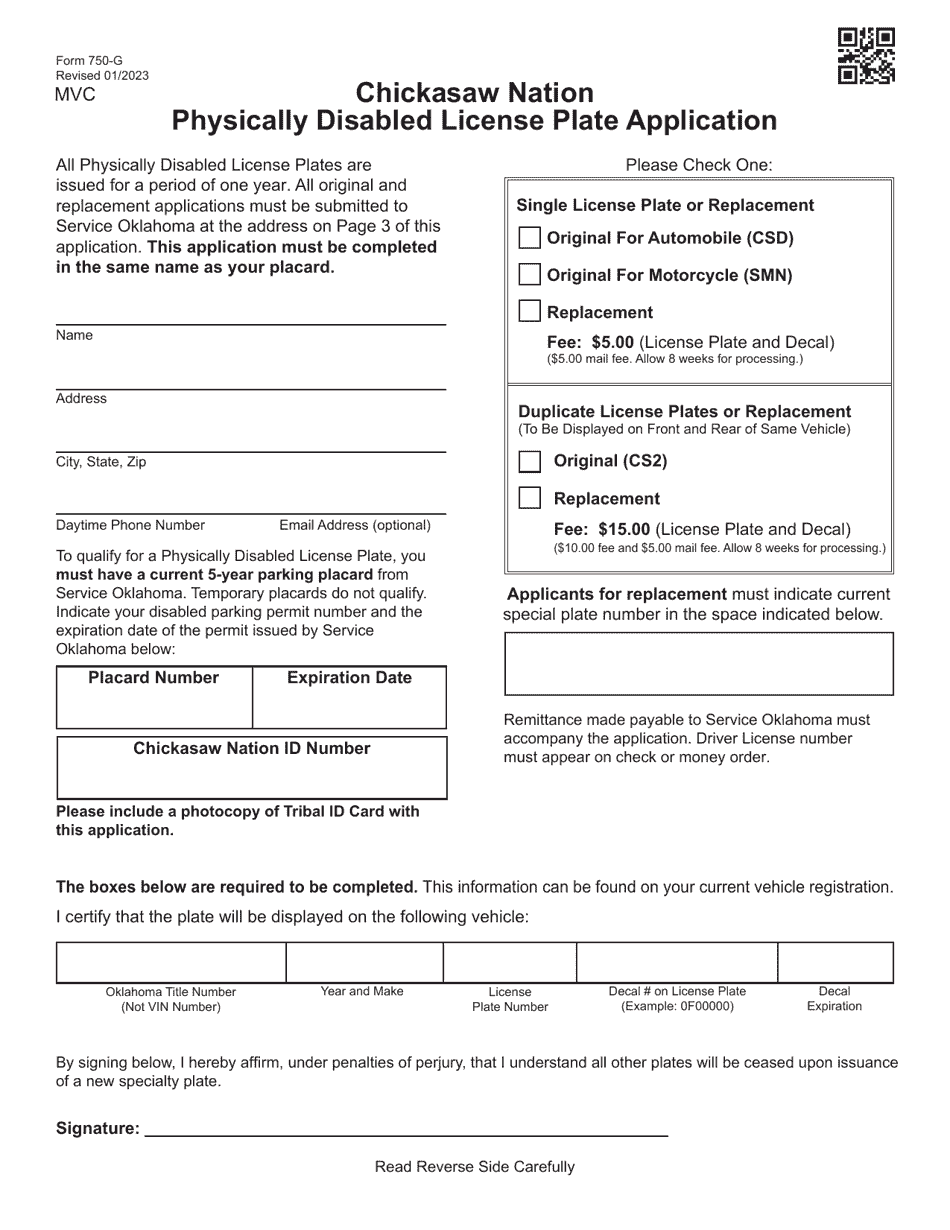 Form 750-G - Fill Out, Sign Online And Download Fillable PDF, Oklahoma ...