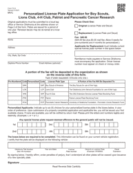 Form 710-S Personalized License Plate Application for Boy Scouts, Lions Club, 4-h Club, Patriot and Pancreatic Cancer Research - Oklahoma