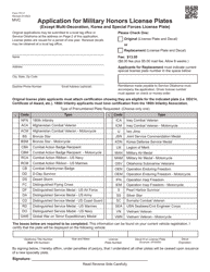 Form 751-F Application for Military Honors License Plates (Except Multi-Decoration, Korea and Special Forces License Plate) - Oklahoma