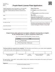 Form 751-K Purple Heart License Plate Application - Oklahoma