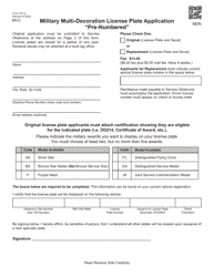 Form 751-G Military Multi-Decoration License Plate Application &quot;pre-Numbered&quot; - Oklahoma