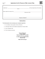 Form 751-L Ex Prisoner of War License Plate Application - Oklahoma, Page 2