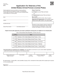 Form 751-M Application for Veterans of the United States Armed Forces License Plates - Oklahoma