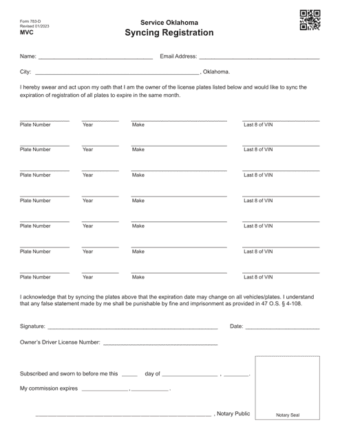 Form 783-D  Printable Pdf