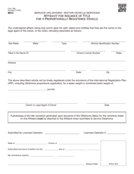 Form 788 Affidavit for Issuance of Title for a Proportionally Registered Vehicle - Oklahoma