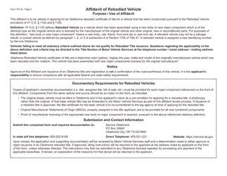 Form 761-B Affidavit of Rebodied Vehicle - Oklahoma, Page 2